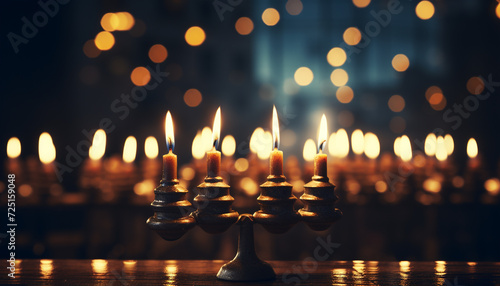 Glowing candlelight illuminates tranquil celebration  symbolizing spirituality and cultures generated by AI