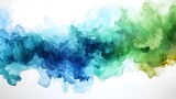 Blue and green ink cloud on white background