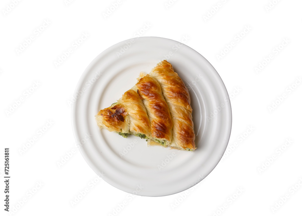 Turkish Tepsi Boregi, Round Borek, Tray pastry (Turkish name; rulo borek - ispanakli borek) Turkish Tepsi Boregi, Round Borek, Tray pastry (Turkish name; rulo borek - ispanakli borek)