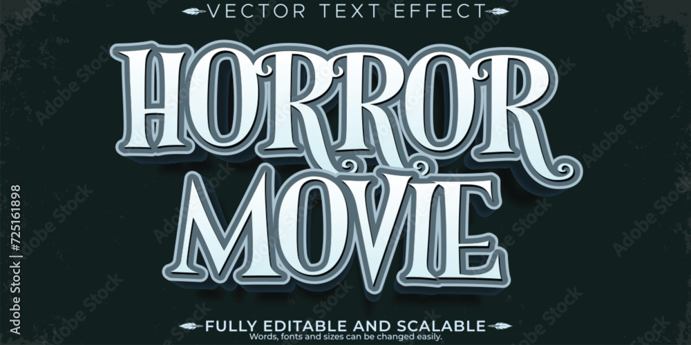 Obraz premium Horror movie text effect, editable vintage and scary text style