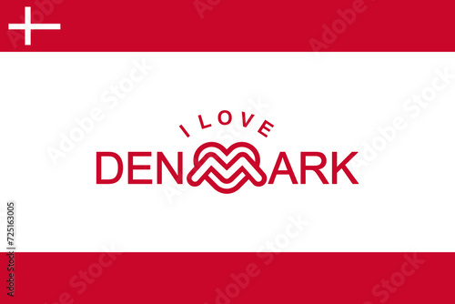 Vector is the word "I LOVE DENMARK". Red elegant.