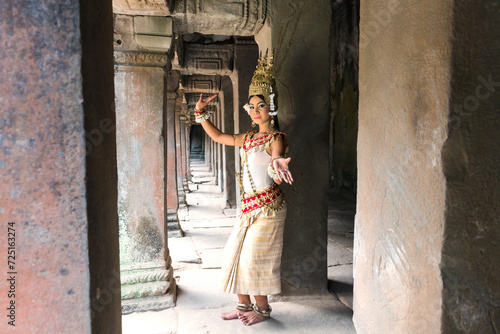 Beautiful apsara dancer performing at Angkor Wat, Cambodia photo