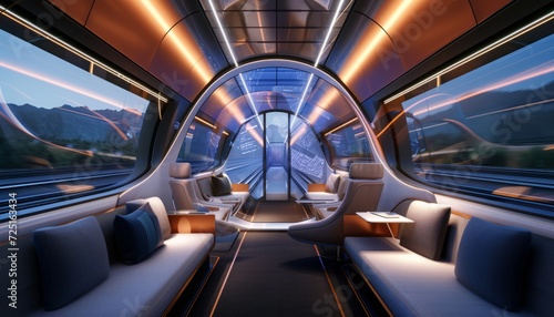 Experience the Future of Travel: High-Speed Train with Holographic Technology - Dynamic Travel Information, Virtual Scenery, and Interactive Entertainment for an Immersive Journey