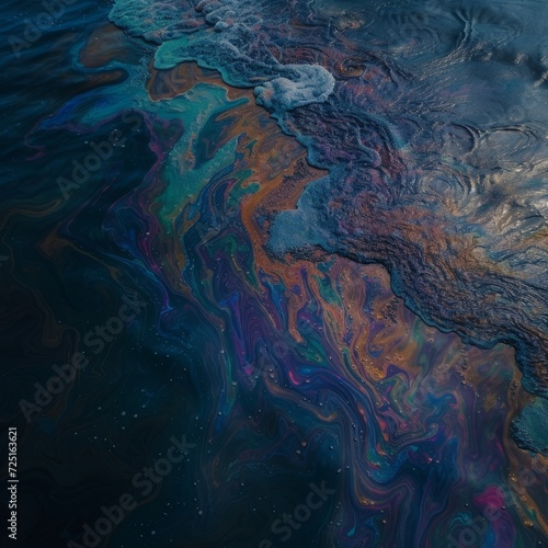 An abstract oil spill pattern with iridescent colors. 