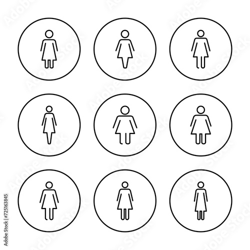 Female icon set vector. woman sign and symbol