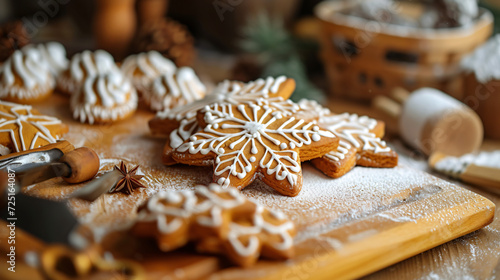 Preparation of handmade gingerbread with symbols.