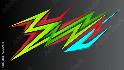 Lightening car sticker stripes. Sporty wrapping decals
