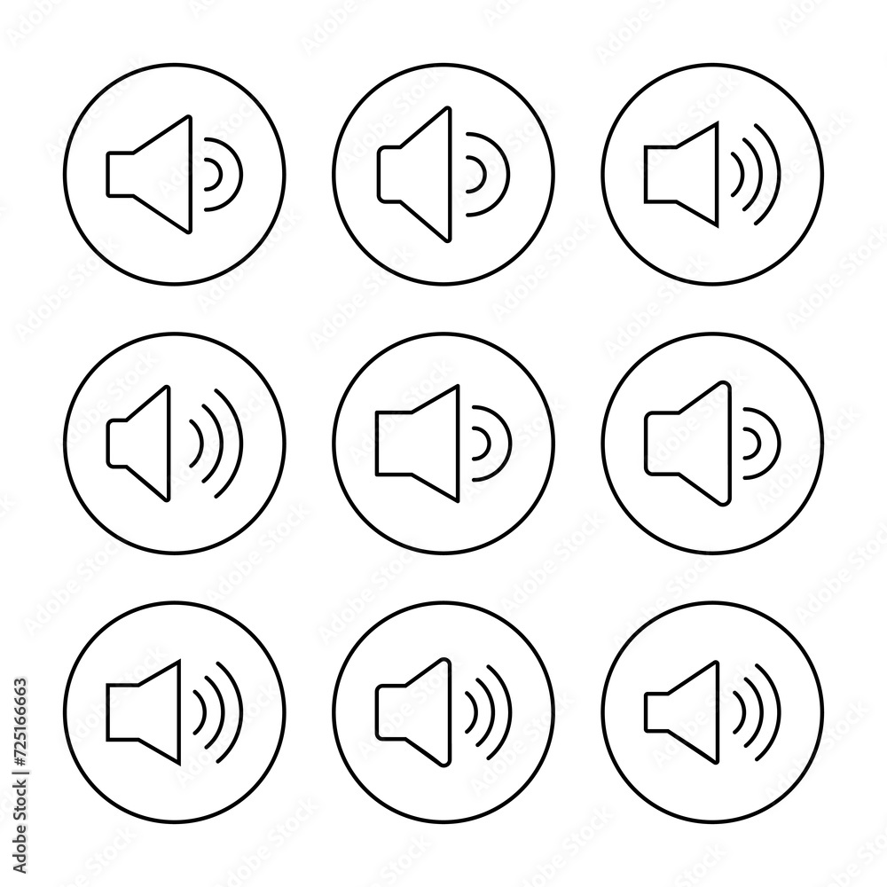 Speaker icon set vector. volume sign and symbol. loudspeaker icon. sound symbol Speaker icon set vector. volume sign and symbol. loudspeaker icon. sound symbol
