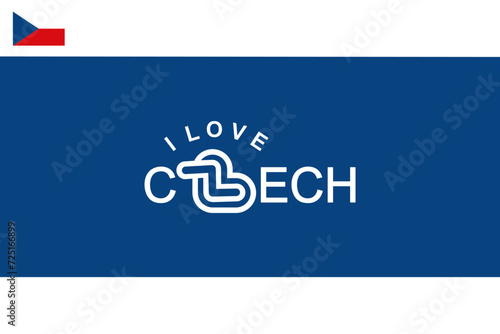 Vector is the word "I LOVE CZECH". BLUE AND WHITE.