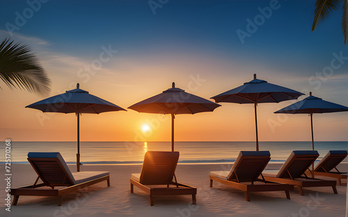 sun beds and umbrellas on the beach