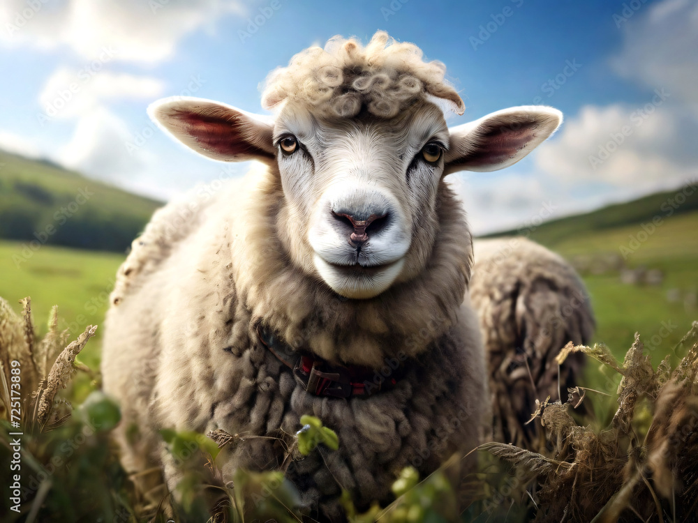 sheep in the field generative Ai