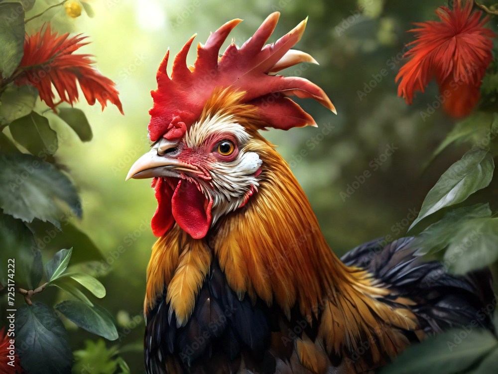 portrait of a rooster generative Ai