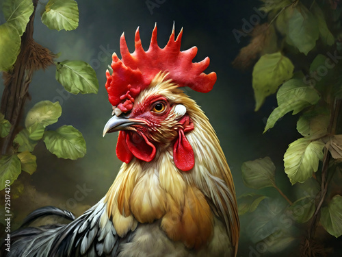 rooster in the garden generative Ai