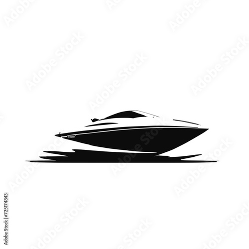 speedboat black and white
