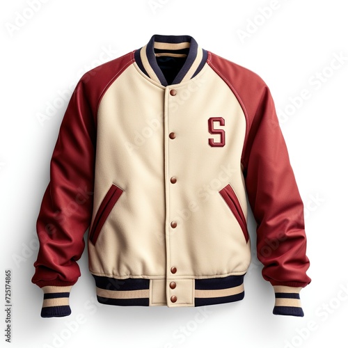 Advance fashioned Varsity jacket , isolated for mockup and designing  photo