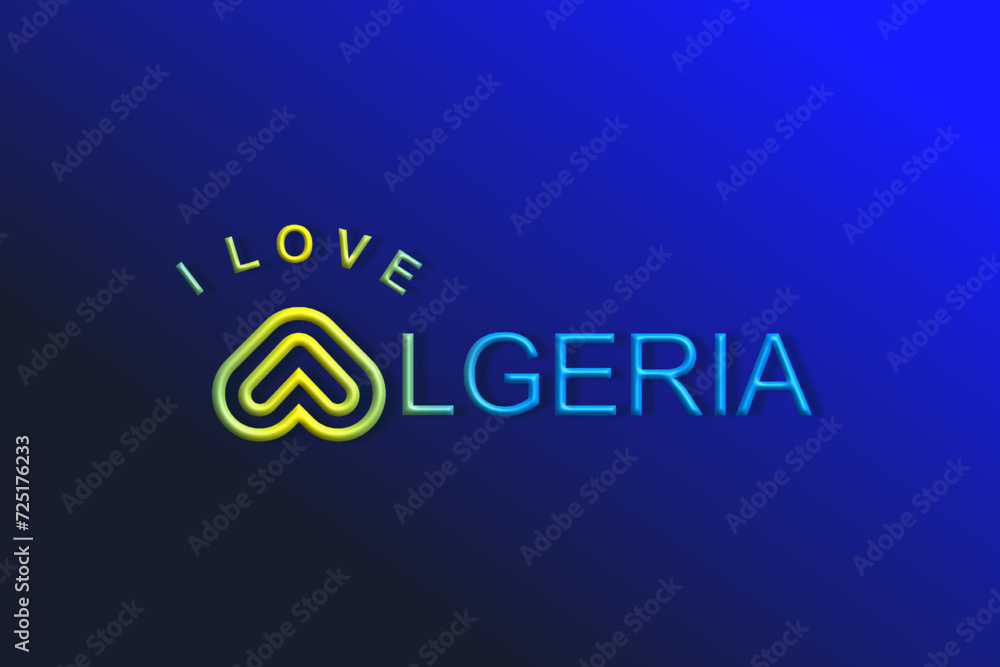Vector is the word "I LOVE ALGERIA". Rounded, outline and elegant. - obrazy, fototapety, plakaty 