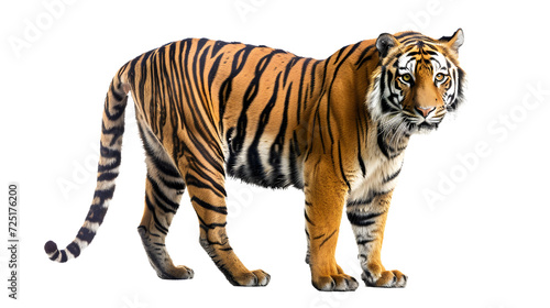 Majestic Tiger Standing on White Background