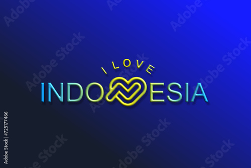 Vector is the word "I LOVE INDONESIA". Rounded, outline and elegant