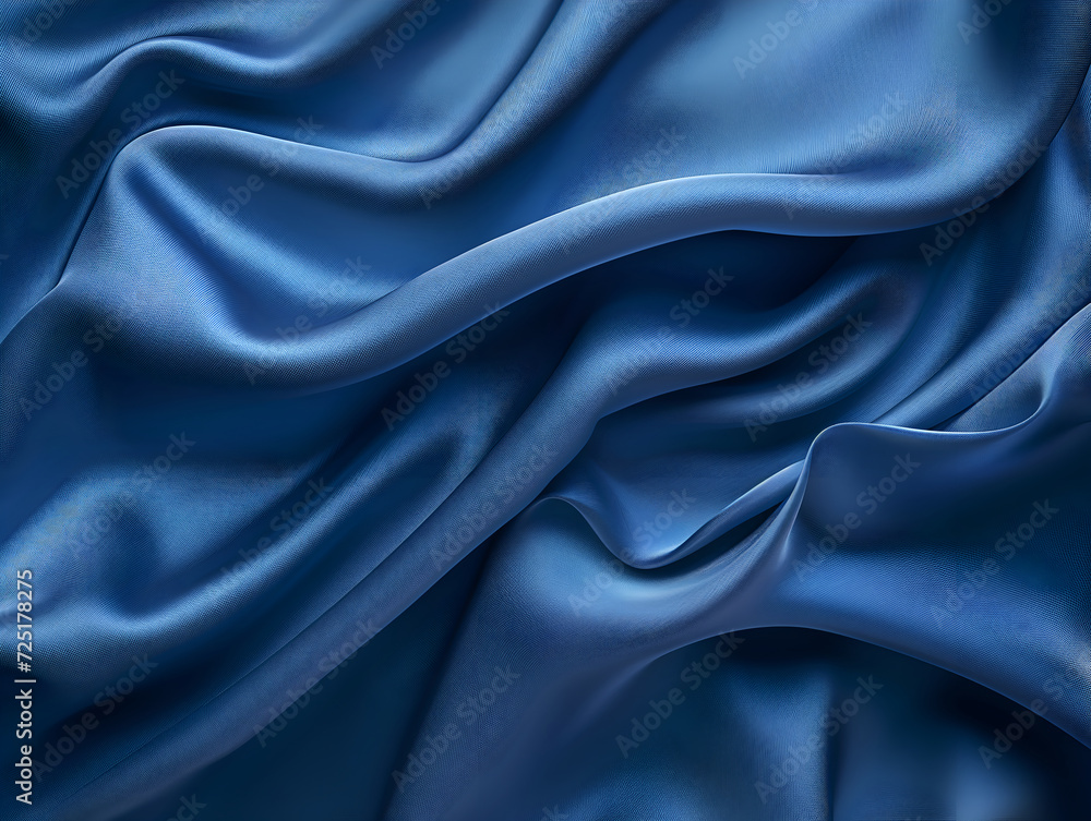 Fototapeta premium Blue satin fabric, red cloth for the background, texture flowing on wide background