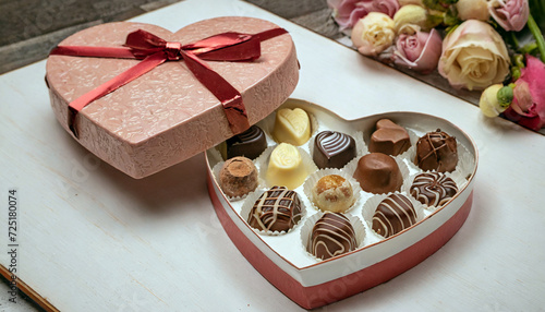 Elegant Heart-shaped Box of Assorted Chocolates