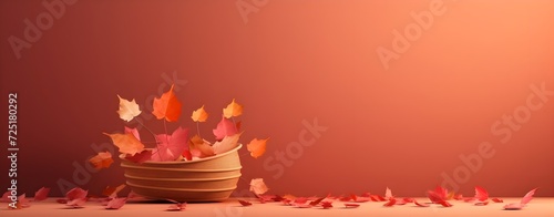 A product podium in autumn for product presentation. Mockup for branding and packaging concept.