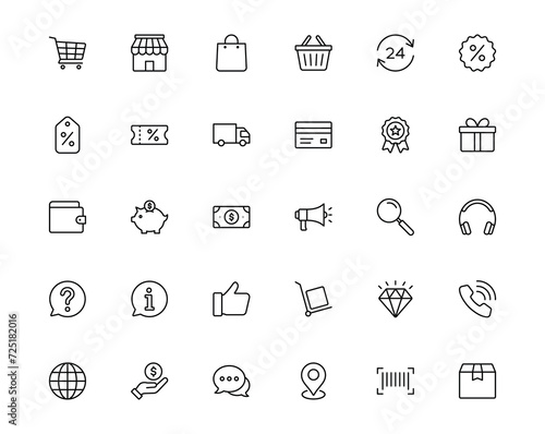 E-commerce, shopping icon set vector