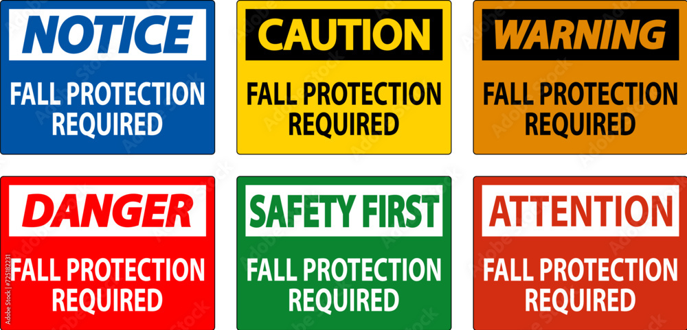 Danger Sign, Fall Protection Required Danger Sign, Fall Protection Required