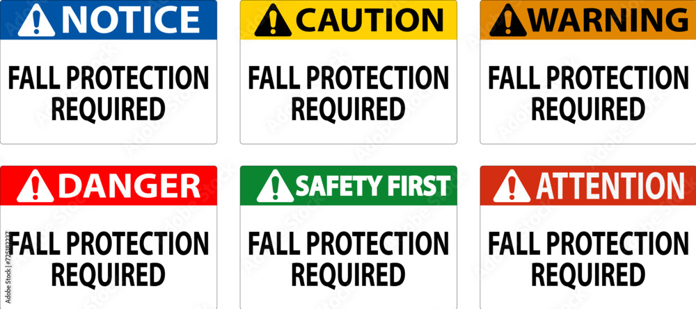 Danger Sign, Fall Protection Required