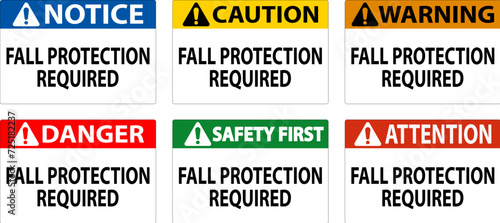 Danger Sign, Fall Protection Required