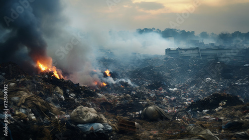 landfill with air pollution