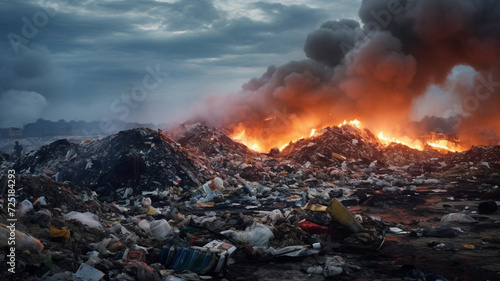 landfill with air pollution