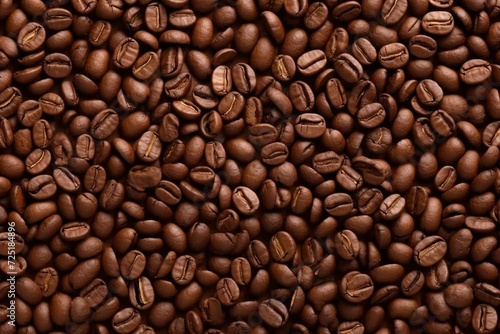 Pattern of coffee beans forming a seamless background. Generative AI