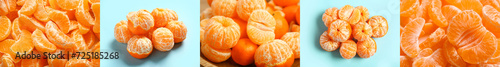 Foto Collage of fresh peeled tangerines
