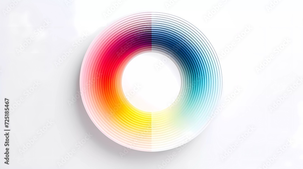 White background, Abstract geometric circle ring color shape. generative ai White background, Abstract geometric circle ring color shape. generative ai