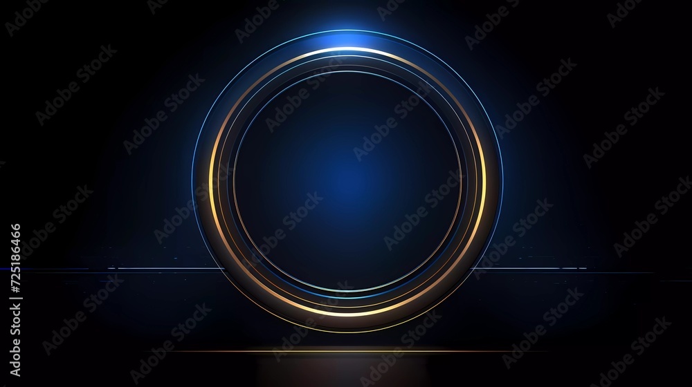 Dark blue background, Abstract geometric circle ring color shape. generative ai Dark blue background, Abstract geometric circle ring color shape. generative ai