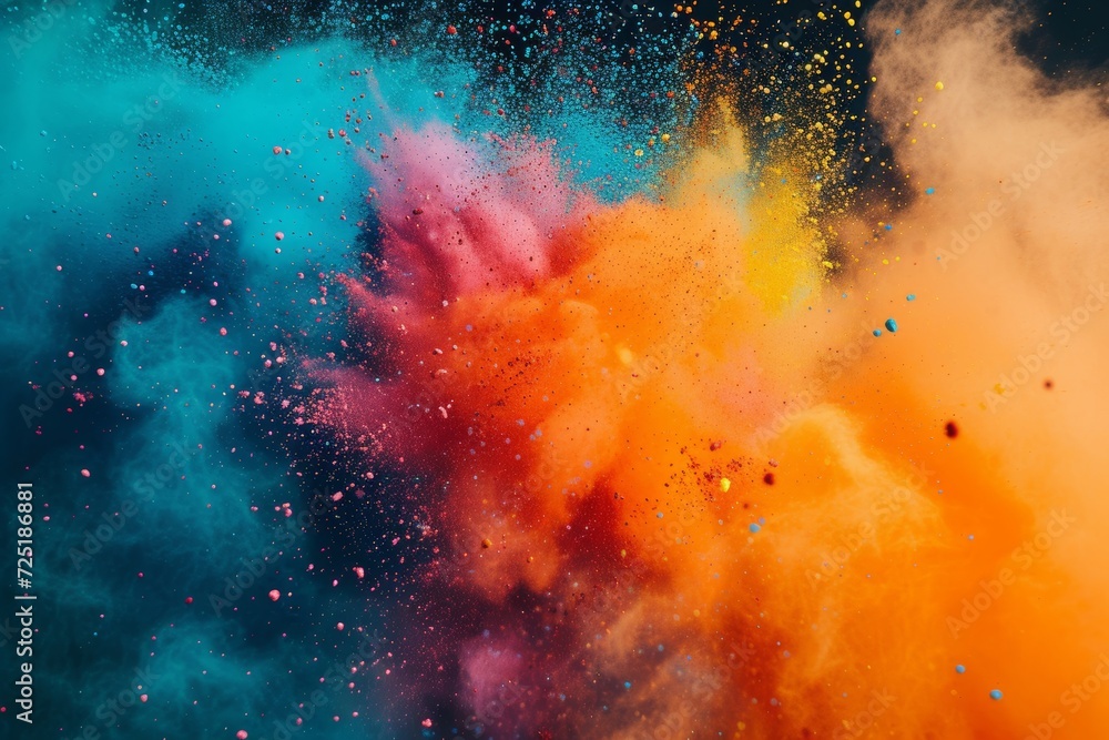 Color Explosion at Holi: Capturing the Moment of Colorful Powders in the Air