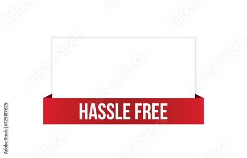 Hassle Free red vector banner illustration isolated on white background