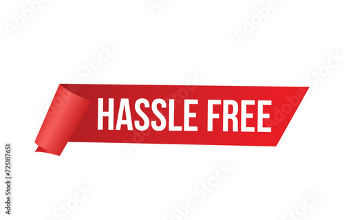 Hassle Free red vector banner illustration isolated on white background