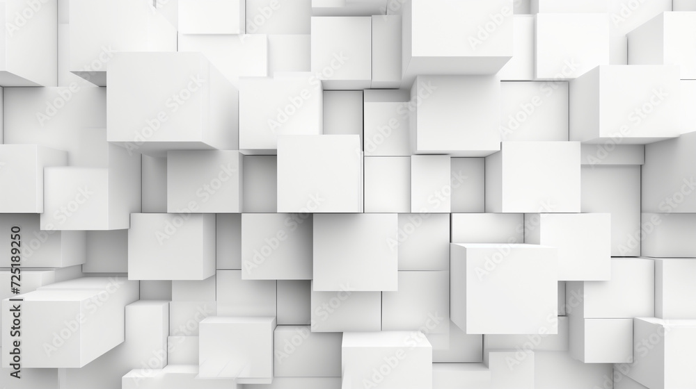 Abstract white cubes in a 3D grid, background Abstract white cubes in a 3D grid, background