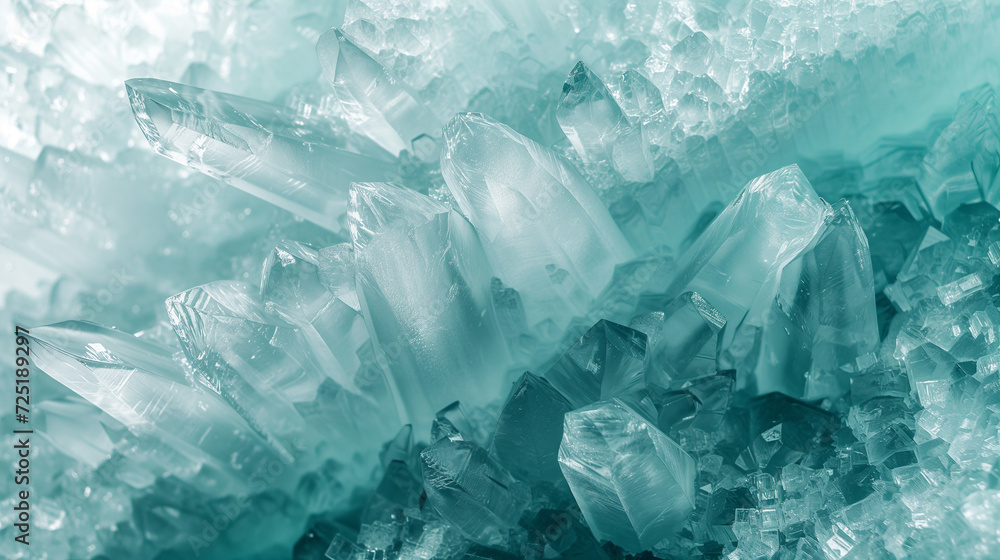 Crystalline mint patterns, abstract ice crystal formation, background