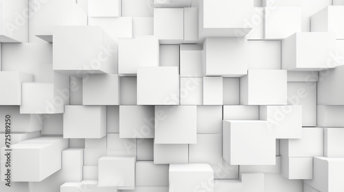 Abstract white cubes in a 3D grid, background
