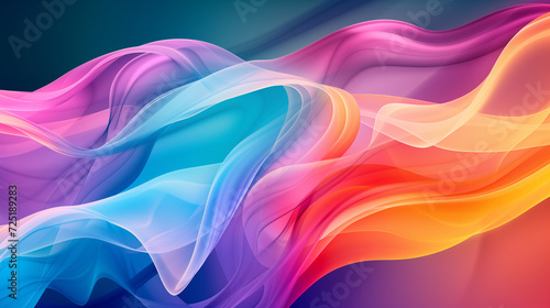Digital abstract waves  fluid shapes in a spectrum of colors  colorful background
