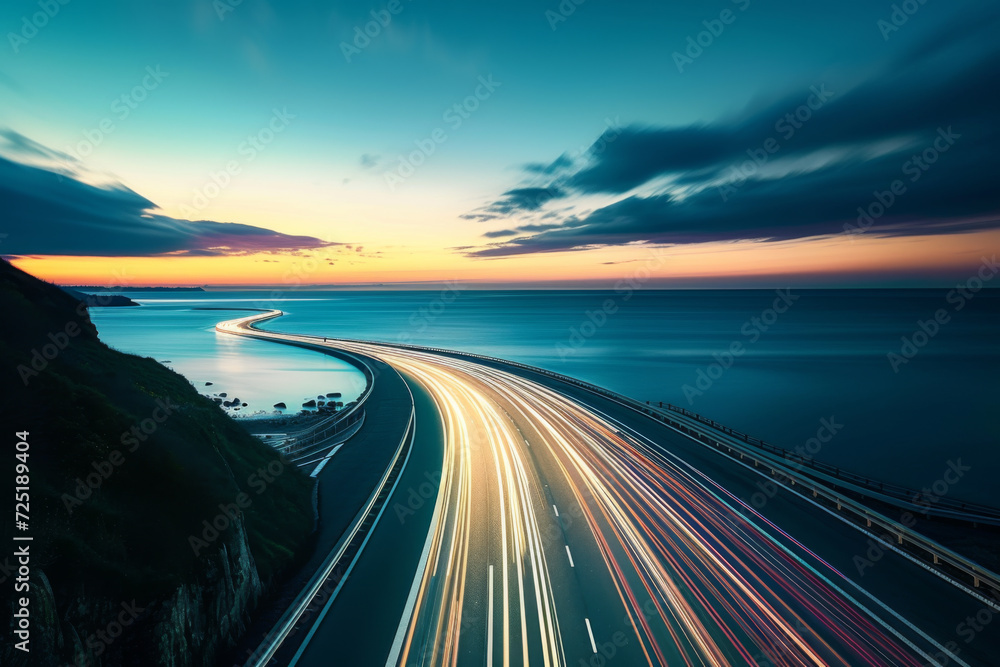 A beautiful scenic image of a highway in motion.