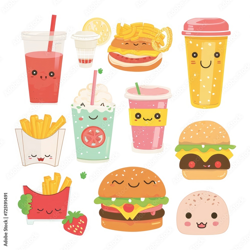 Set of food various style cartoon Set of food various style cartoon