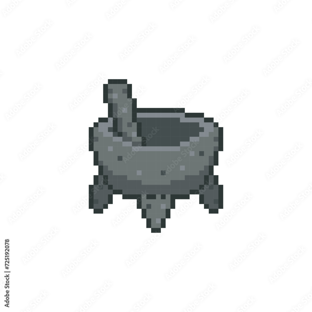 Obraz premium Stone molcajete, pixel art object