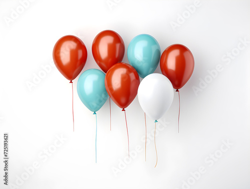 Isolated red, yellow, and blue balloons in a festive celebration illustration, featuring vibrant colors, helium-filled fun, and a touch of holiday cheer,Generative Ai