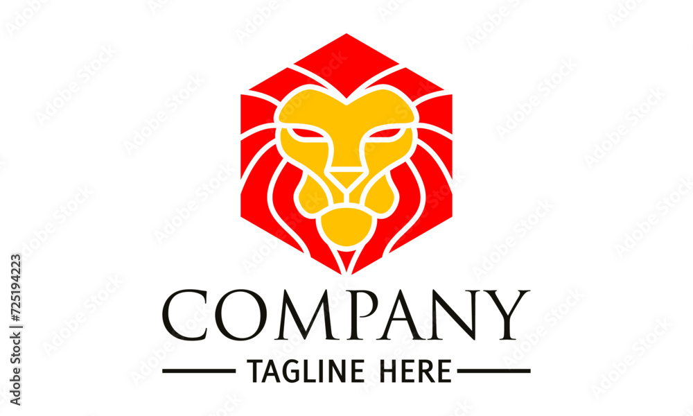 Red and Yellow Color Lion Head Logo Design Red and Yellow Color Lion Head Logo Design