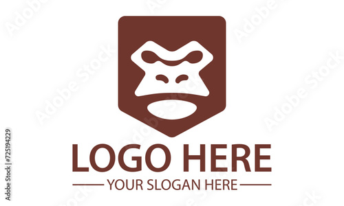 Brown Color Gorilla head Logo Design