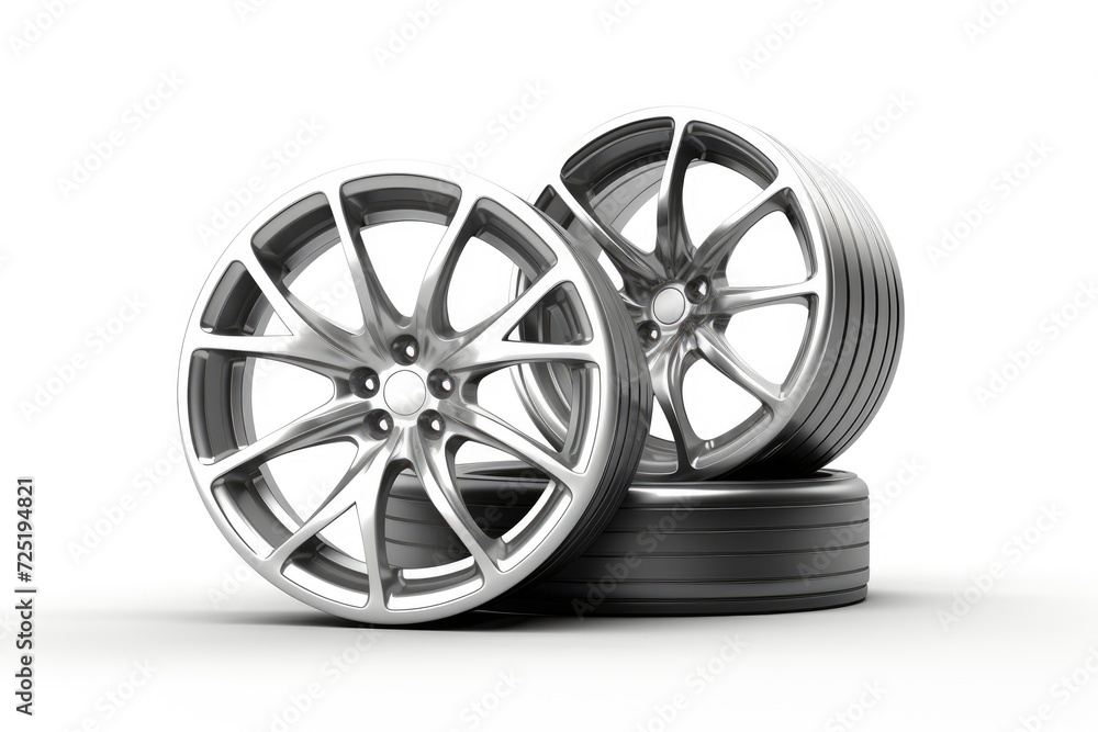 wheels with tires isolated on white background