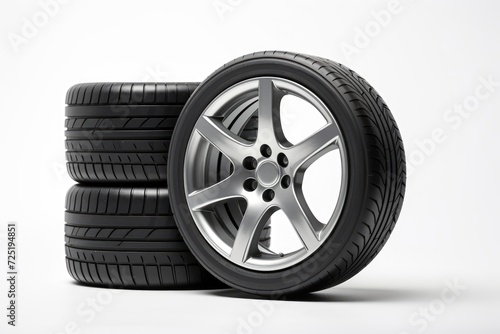 wheels with tires isolated on white background